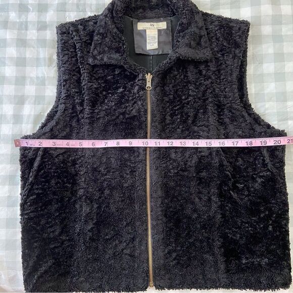 VINTAGE black Amerique du Nord reversible leather vest Large faux fur sleeveless - Picture 9 of 13